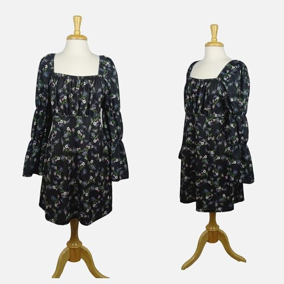 ASOS DESIGN Curve Dress Mini Tea Bubble Ruched Sleeves Smocked Style Plus 14 - Picture 2 of 12